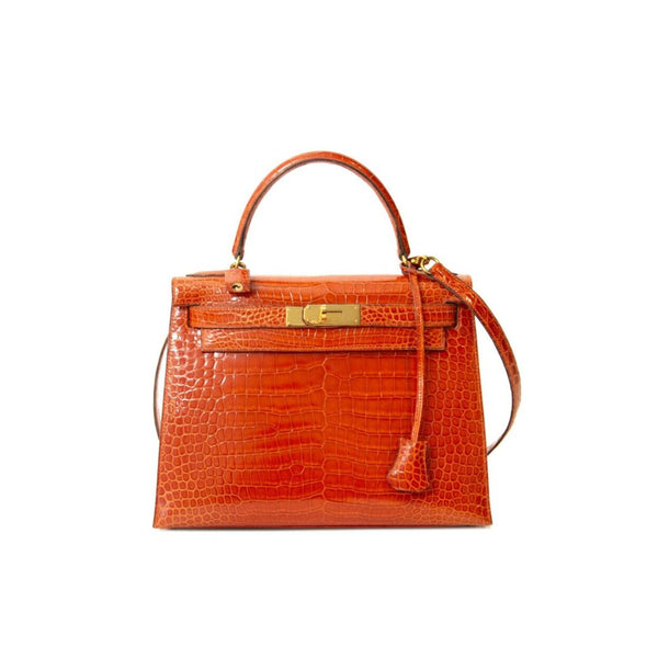 Katherine Orange en piel de cocodrilo (22 cm)